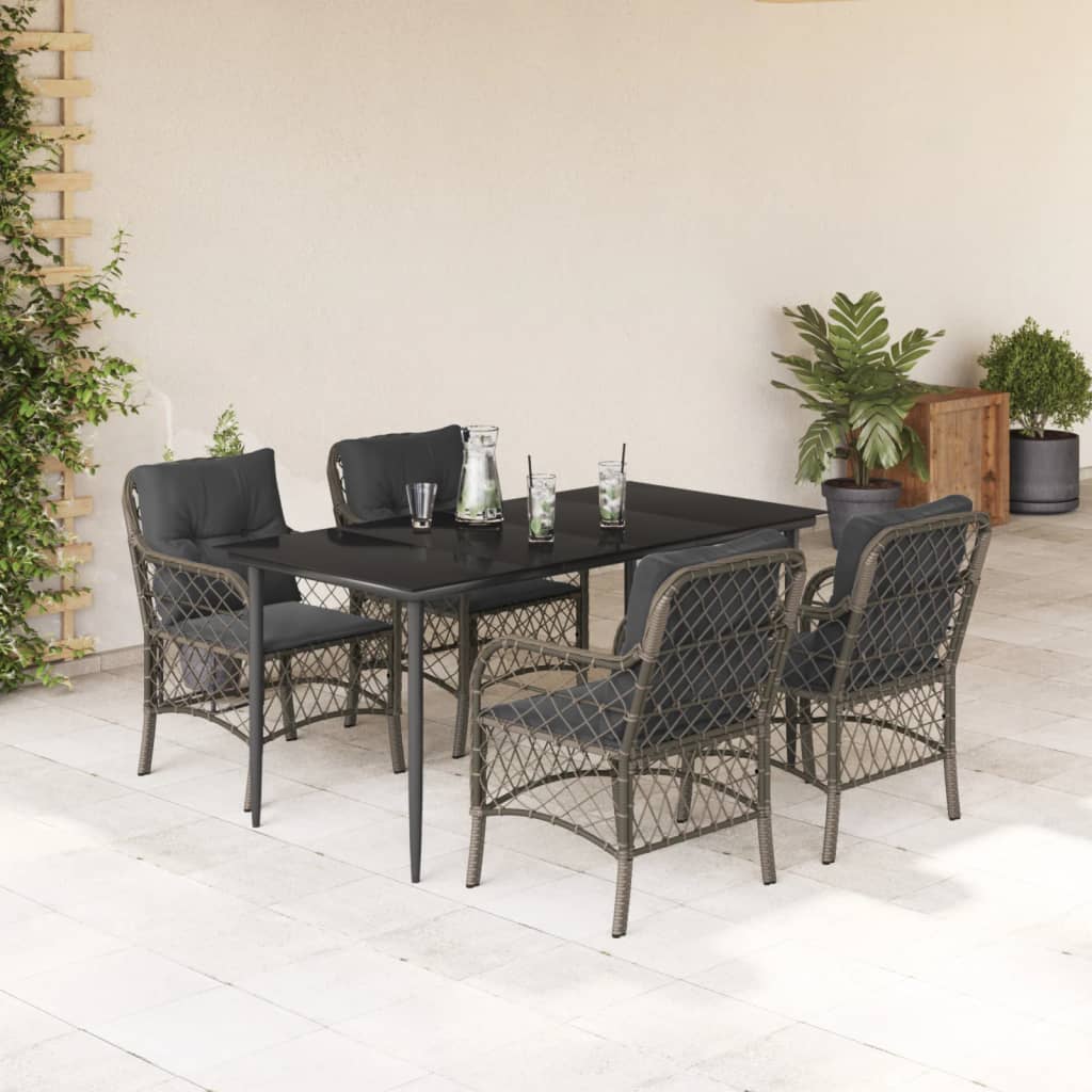 5-delige Tuinset met kussens poly rattan grijs is nu te koop bij PeponiXL, paradijselijk wonen!