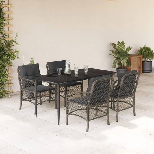 5-delige Tuinset met kussens poly rattan grijs is nu te koop bij PeponiXL, paradijselijk wonen!