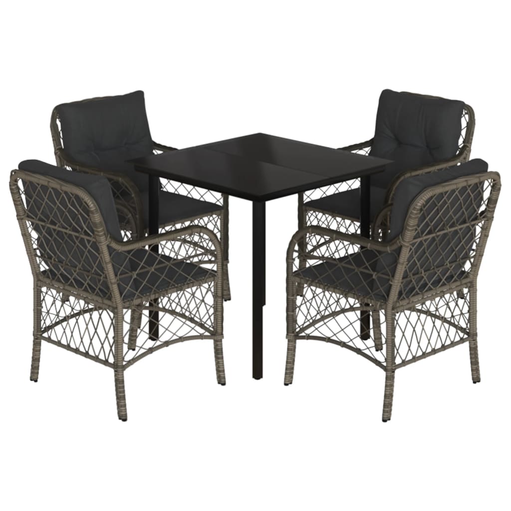 5-delige Tuinset met kussens poly rattan grijs is nu te koop bij PeponiXL, paradijselijk wonen!