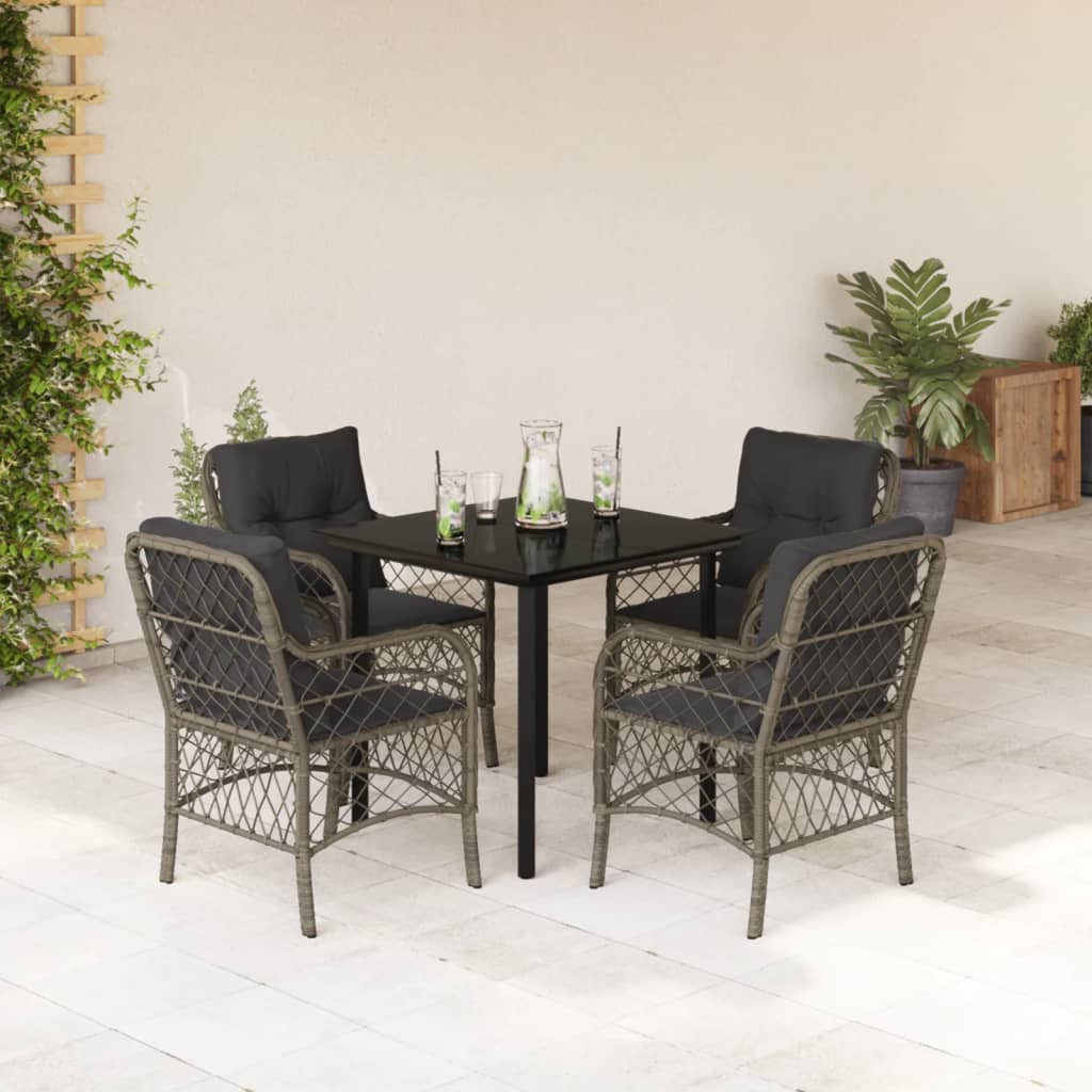 5-delige Tuinset met kussens poly rattan grijs is nu te koop bij PeponiXL, paradijselijk wonen!
