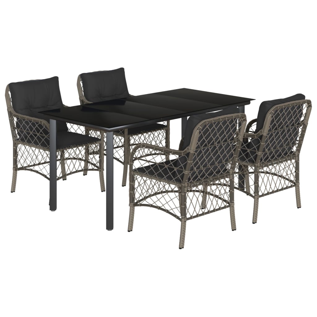 5-delige Tuinset met kussens poly rattan grijs is nu te koop bij PeponiXL, paradijselijk wonen!