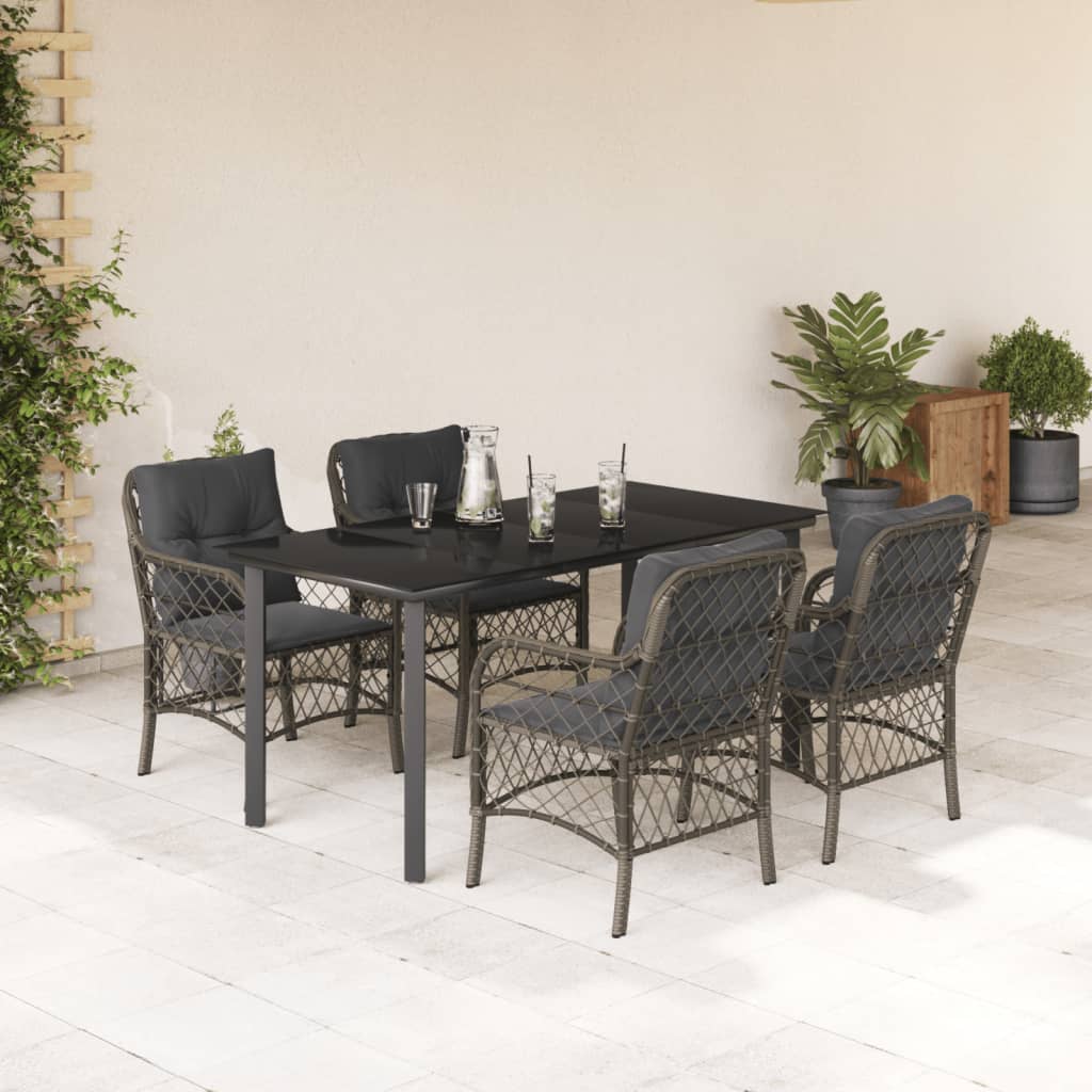 5-delige Tuinset met kussens poly rattan grijs is nu te koop bij PeponiXL, paradijselijk wonen!