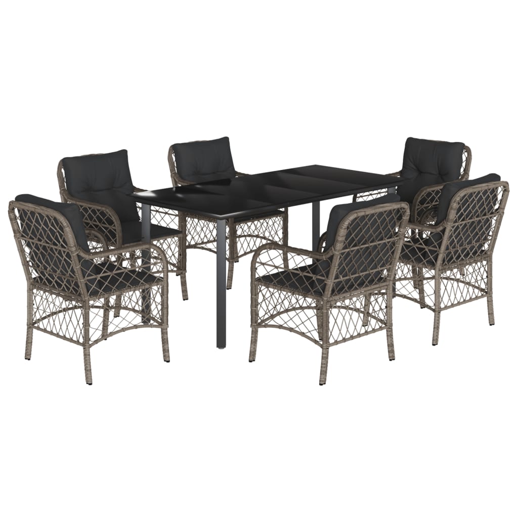 7-delige Tuinset met kussens poly rattan grijs is nu te koop bij PeponiXL, paradijselijk wonen!