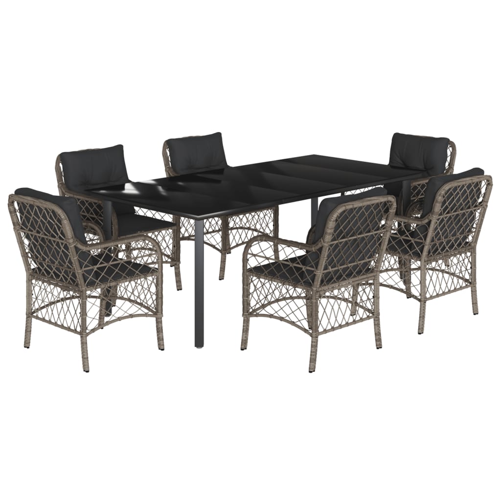 7-delige Tuinset met kussens poly rattan grijs is nu te koop bij PeponiXL, paradijselijk wonen!
