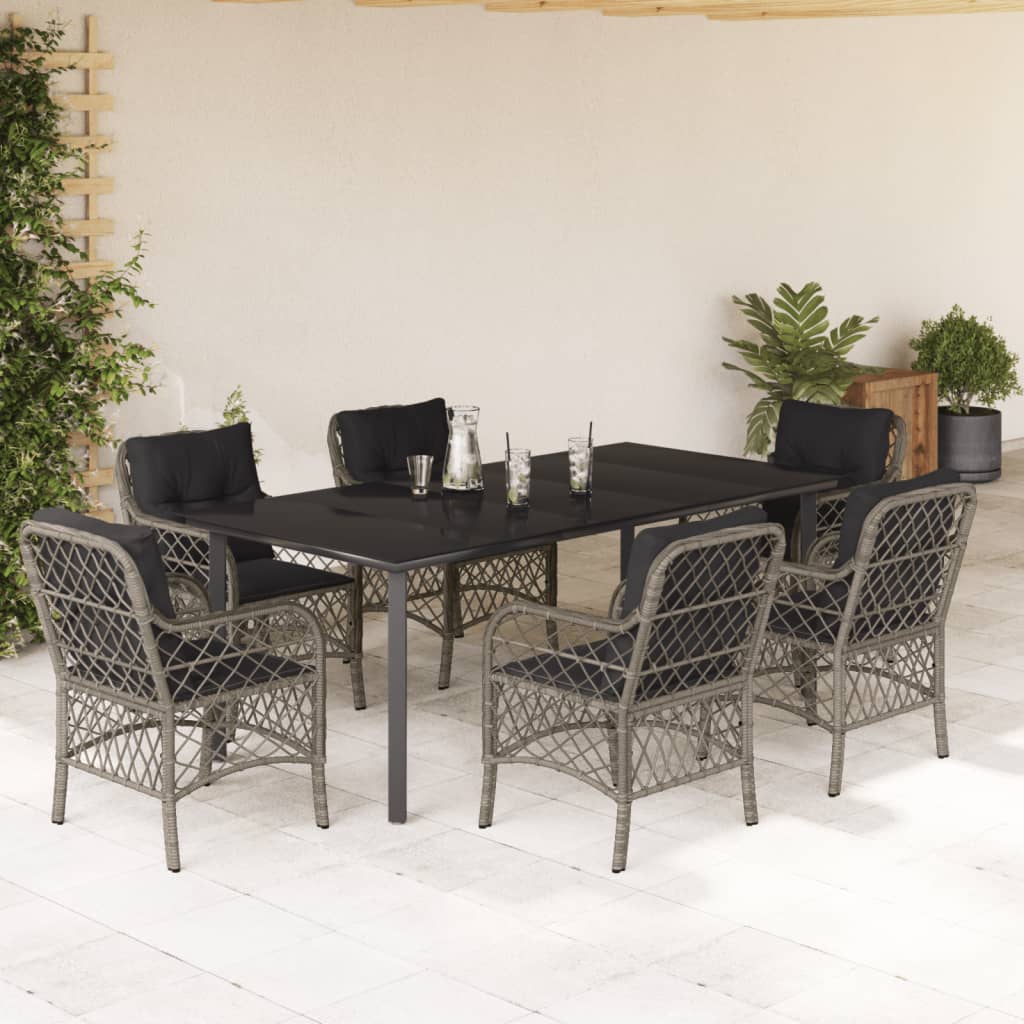 7-delige Tuinset met kussens poly rattan grijs is nu te koop bij PeponiXL, paradijselijk wonen!