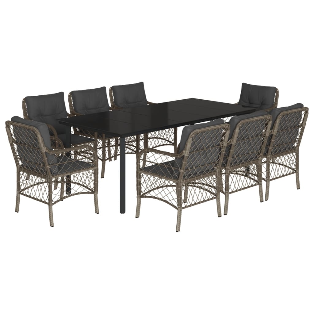 9-delige Tuinset met kussens poly rattan grijs is nu te koop bij PeponiXL, paradijselijk wonen!