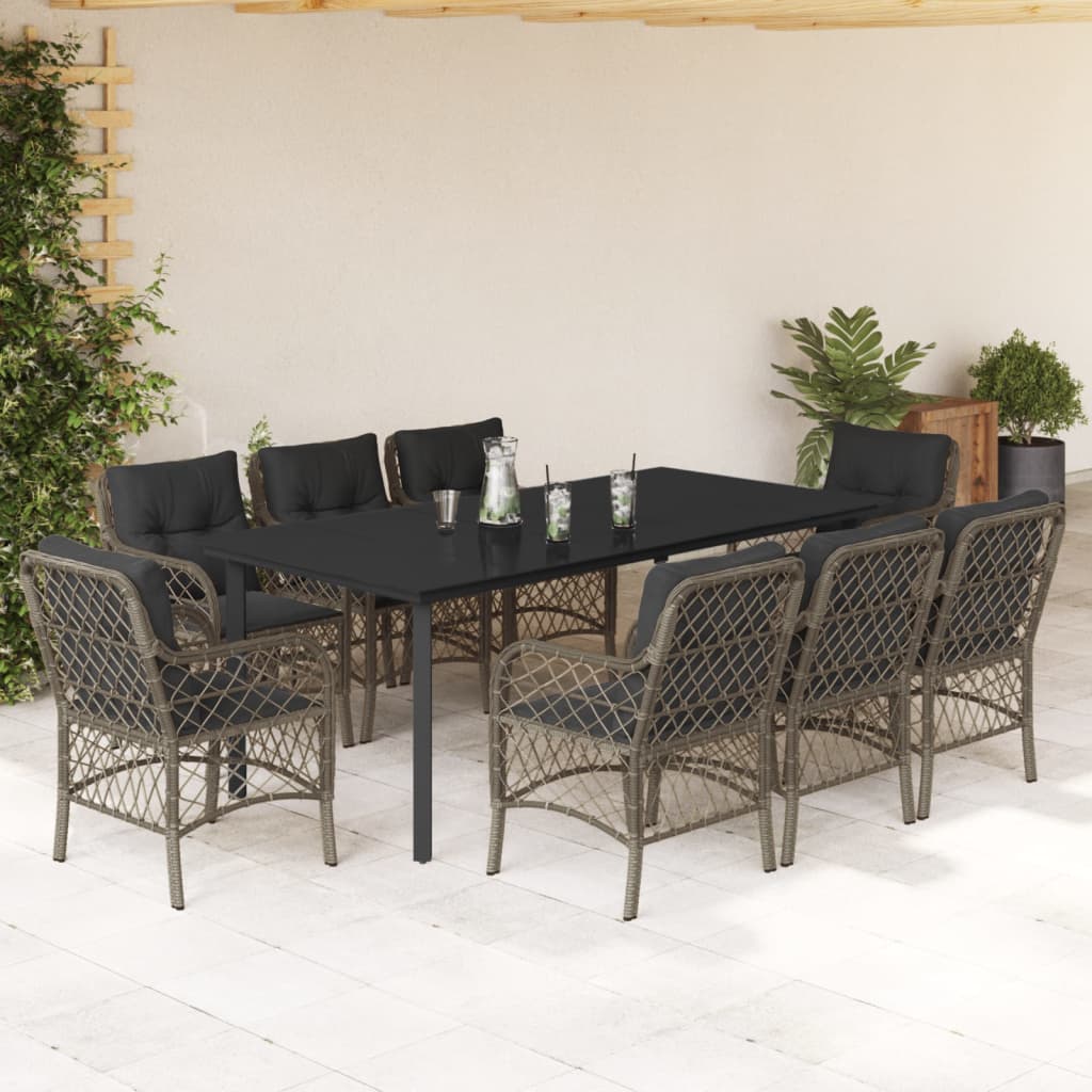 9-delige Tuinset met kussens poly rattan grijs is nu te koop bij PeponiXL, paradijselijk wonen!