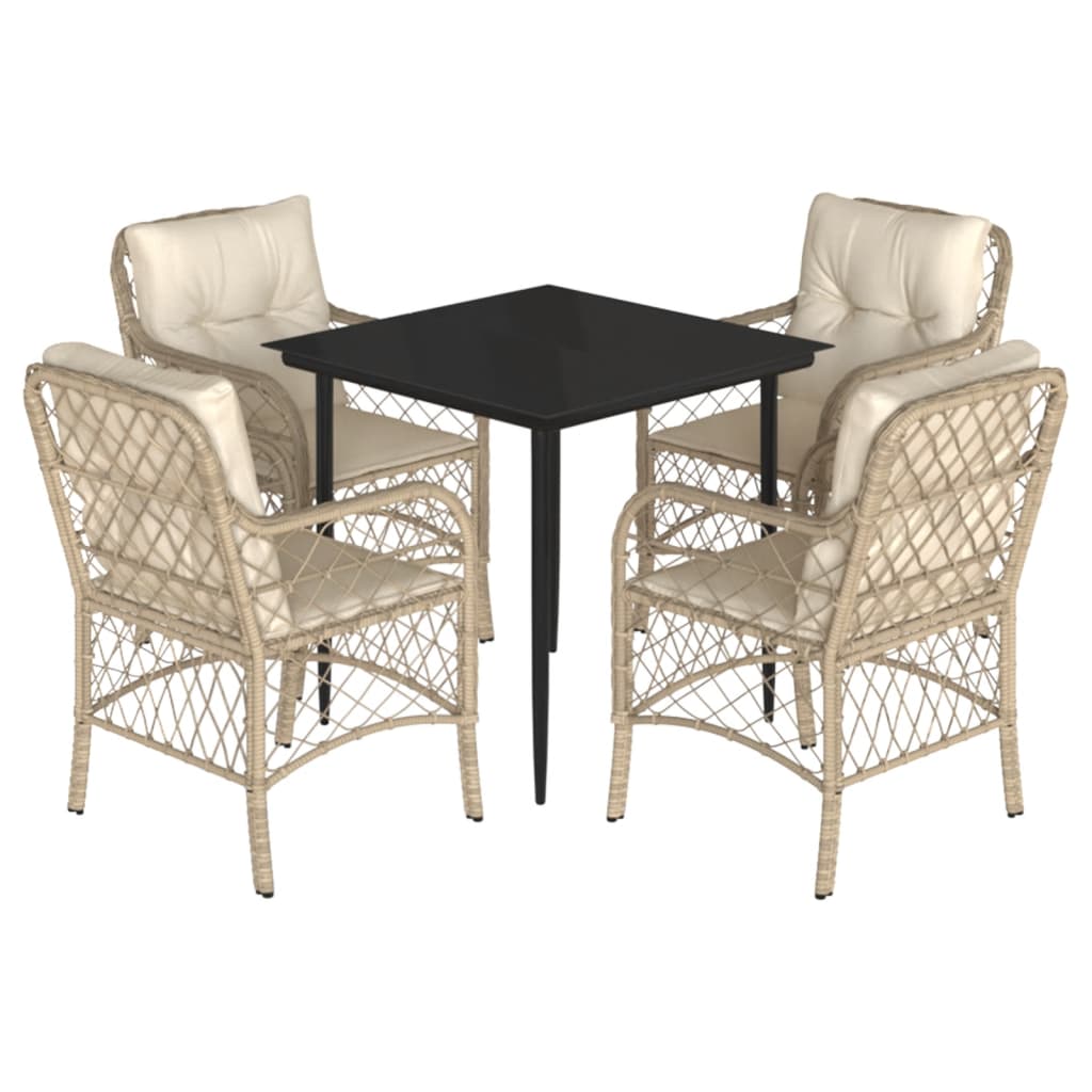 5-delige Tuinset met kussens poly rattan beige is nu te koop bij PeponiXL, paradijselijk wonen!