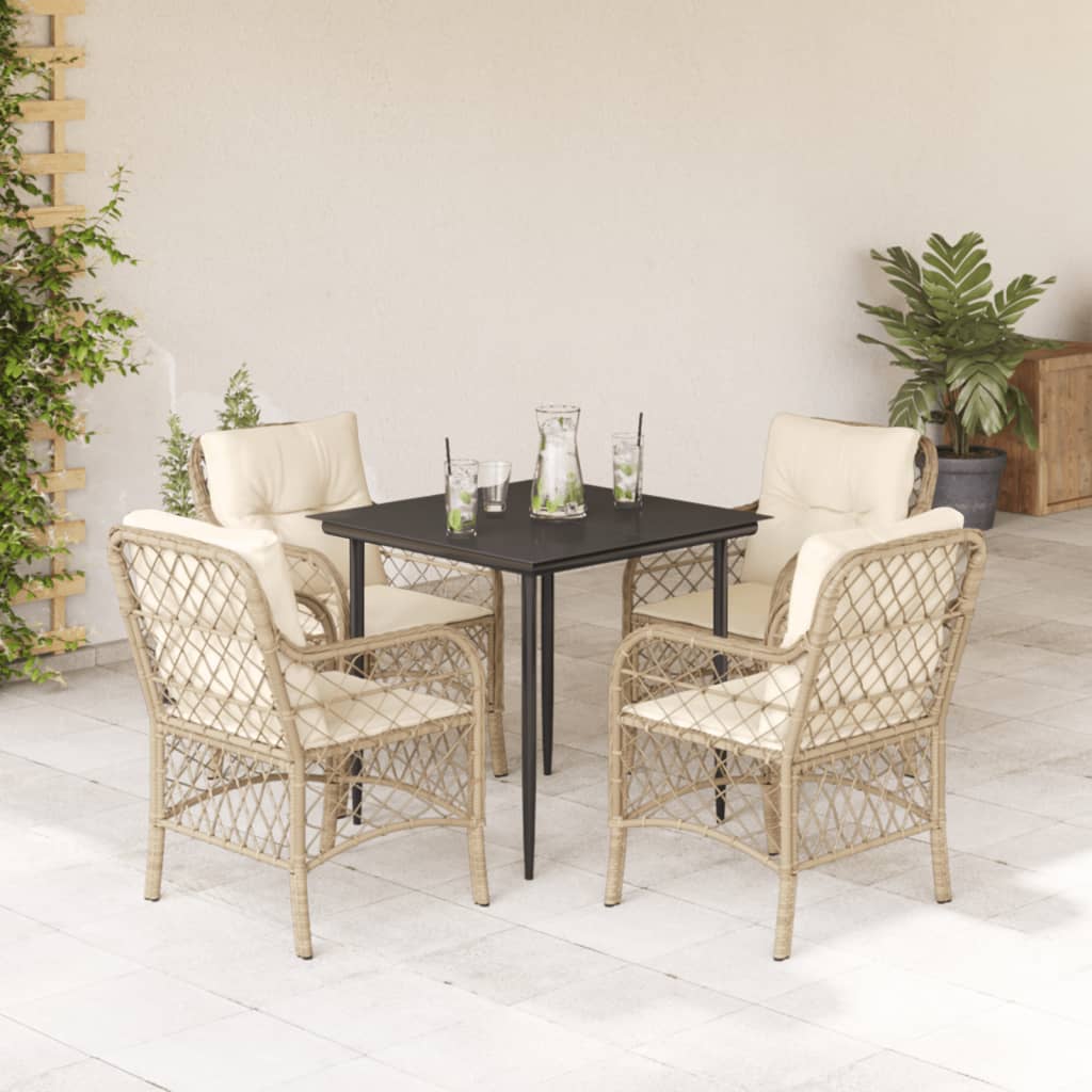 5-delige Tuinset met kussens poly rattan beige is nu te koop bij PeponiXL, paradijselijk wonen!