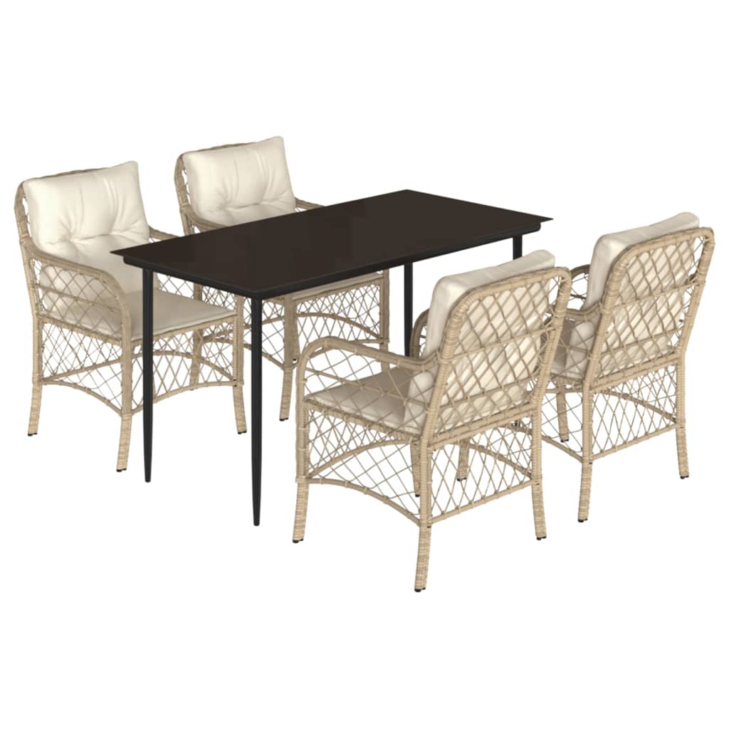 5-delige Tuinset met kussens poly rattan beige is nu te koop bij PeponiXL, paradijselijk wonen!