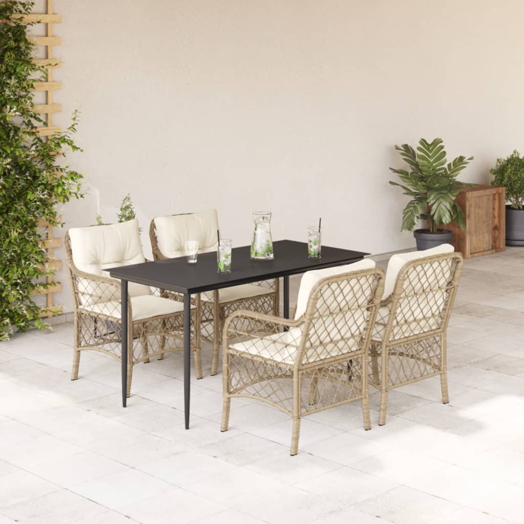 5-delige Tuinset met kussens poly rattan beige is nu te koop bij PeponiXL, paradijselijk wonen!