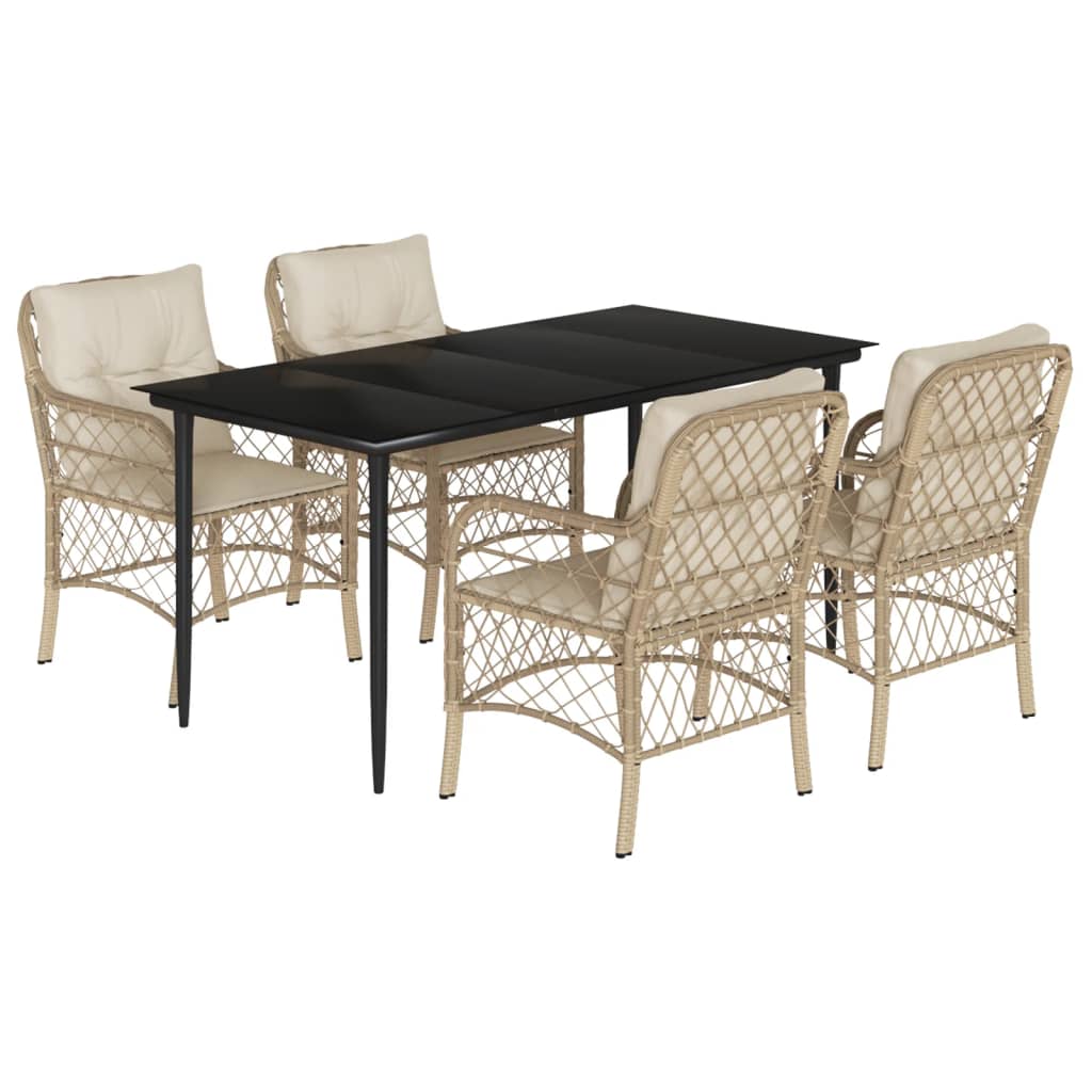 5-delige Tuinset met kussens poly rattan beige is nu te koop bij PeponiXL, paradijselijk wonen!