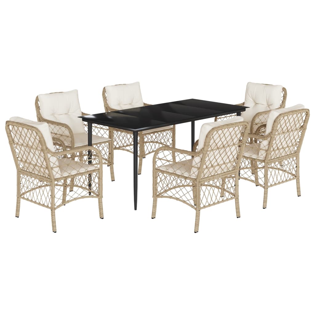 7-delige Tuinset met kussens poly rattan beige is nu te koop bij PeponiXL, paradijselijk wonen!
