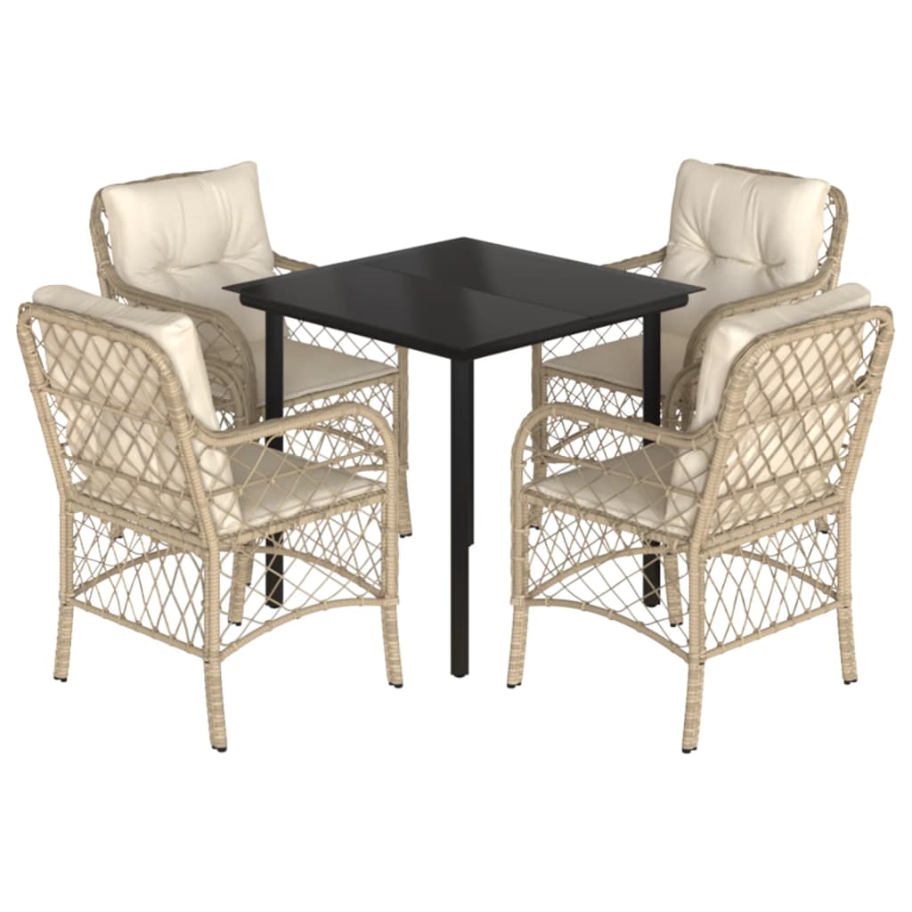 5-delige Tuinset met kussens poly rattan beige is nu te koop bij PeponiXL, paradijselijk wonen!