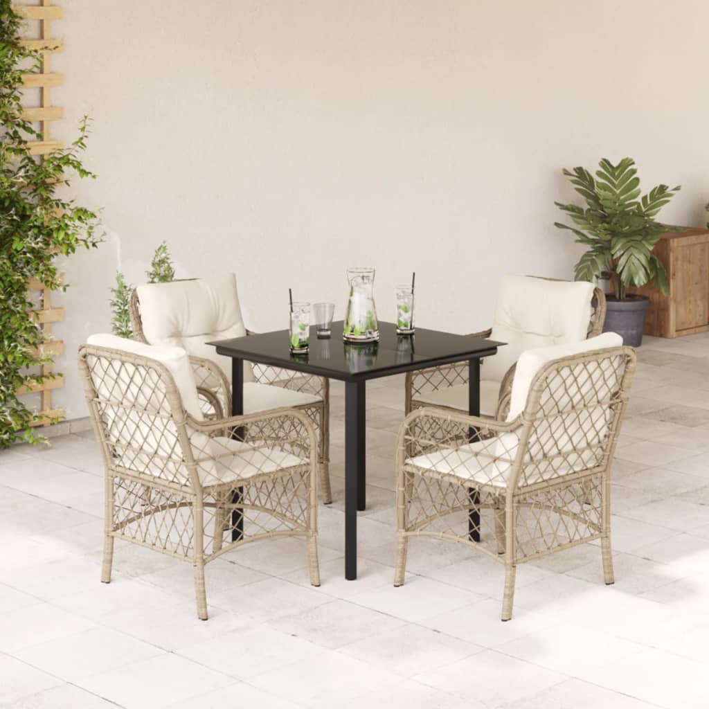 5-delige Tuinset met kussens poly rattan beige is nu te koop bij PeponiXL, paradijselijk wonen!