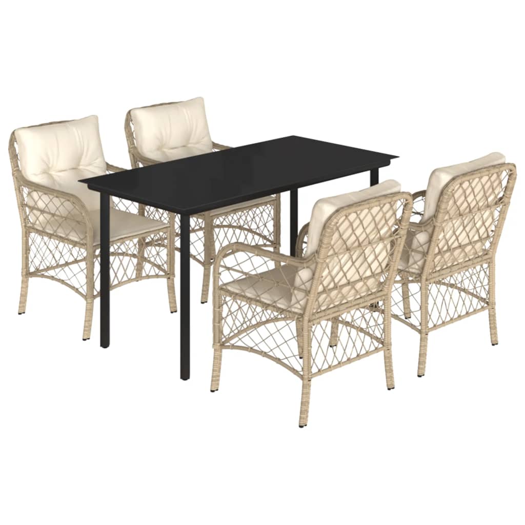 5-delige Tuinset met kussens poly rattan beige is nu te koop bij PeponiXL, paradijselijk wonen!