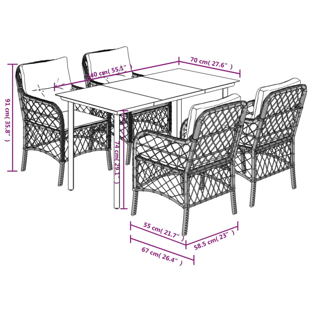 5-delige Tuinset met kussens poly rattan beige is nu te koop bij PeponiXL, paradijselijk wonen!