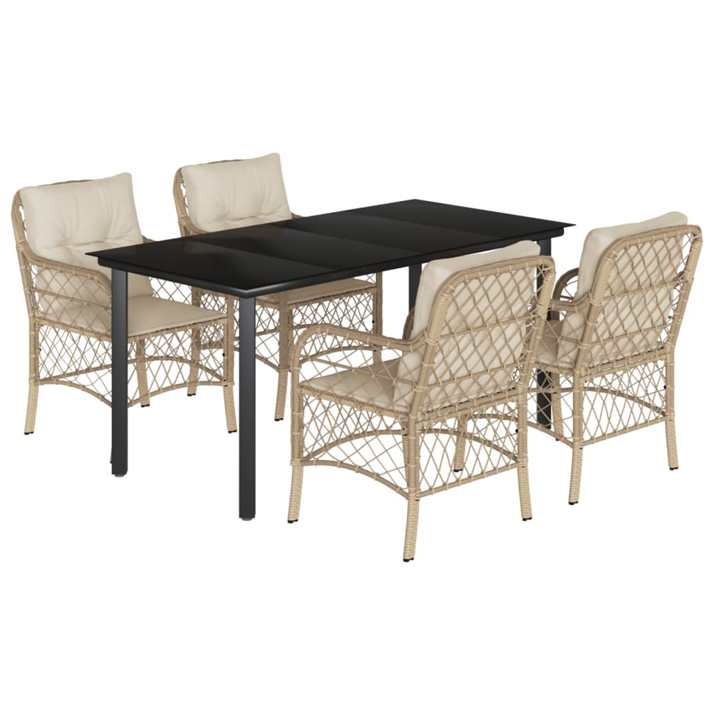 5-delige Tuinset met kussens poly rattan beige is nu te koop bij PeponiXL, paradijselijk wonen!