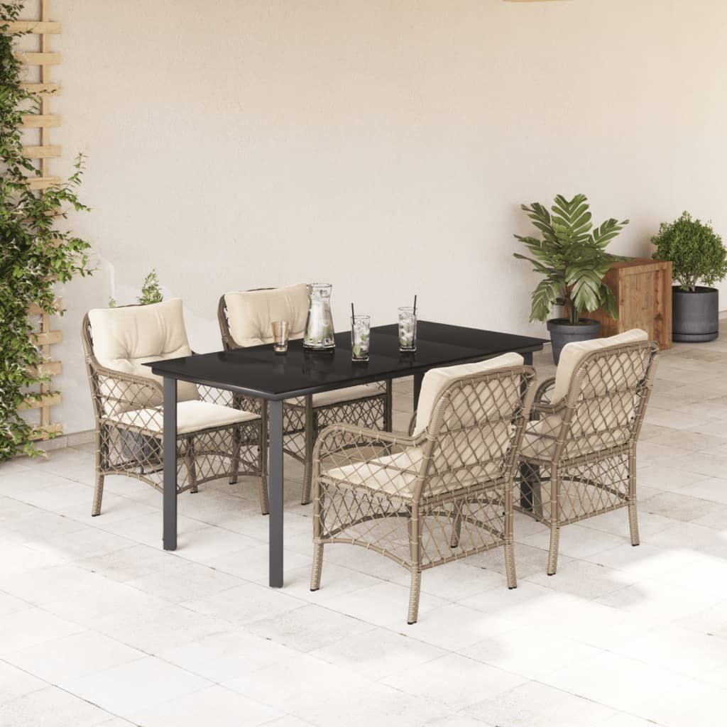 5-delige Tuinset met kussens poly rattan beige is nu te koop bij PeponiXL, paradijselijk wonen!