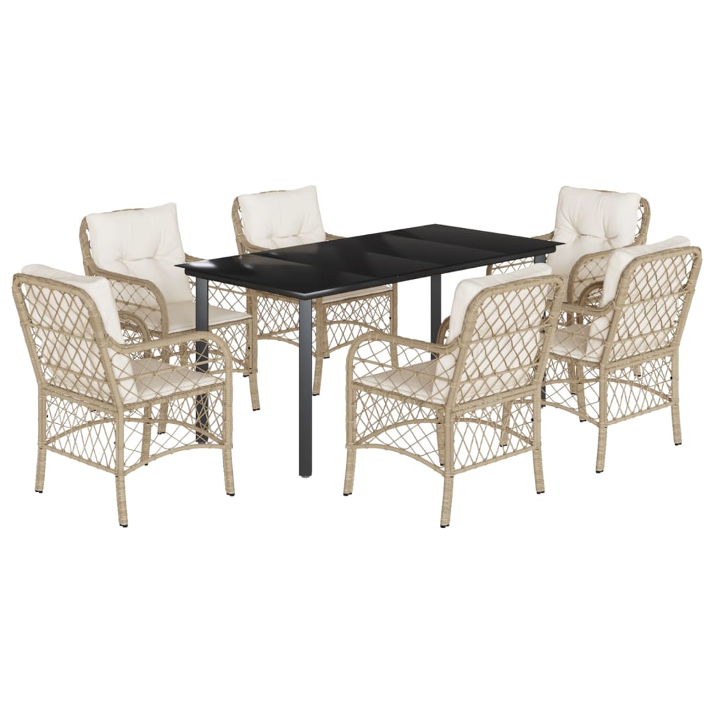 7-delige Tuinset met kussens poly rattan beige is nu te koop bij PeponiXL, paradijselijk wonen!