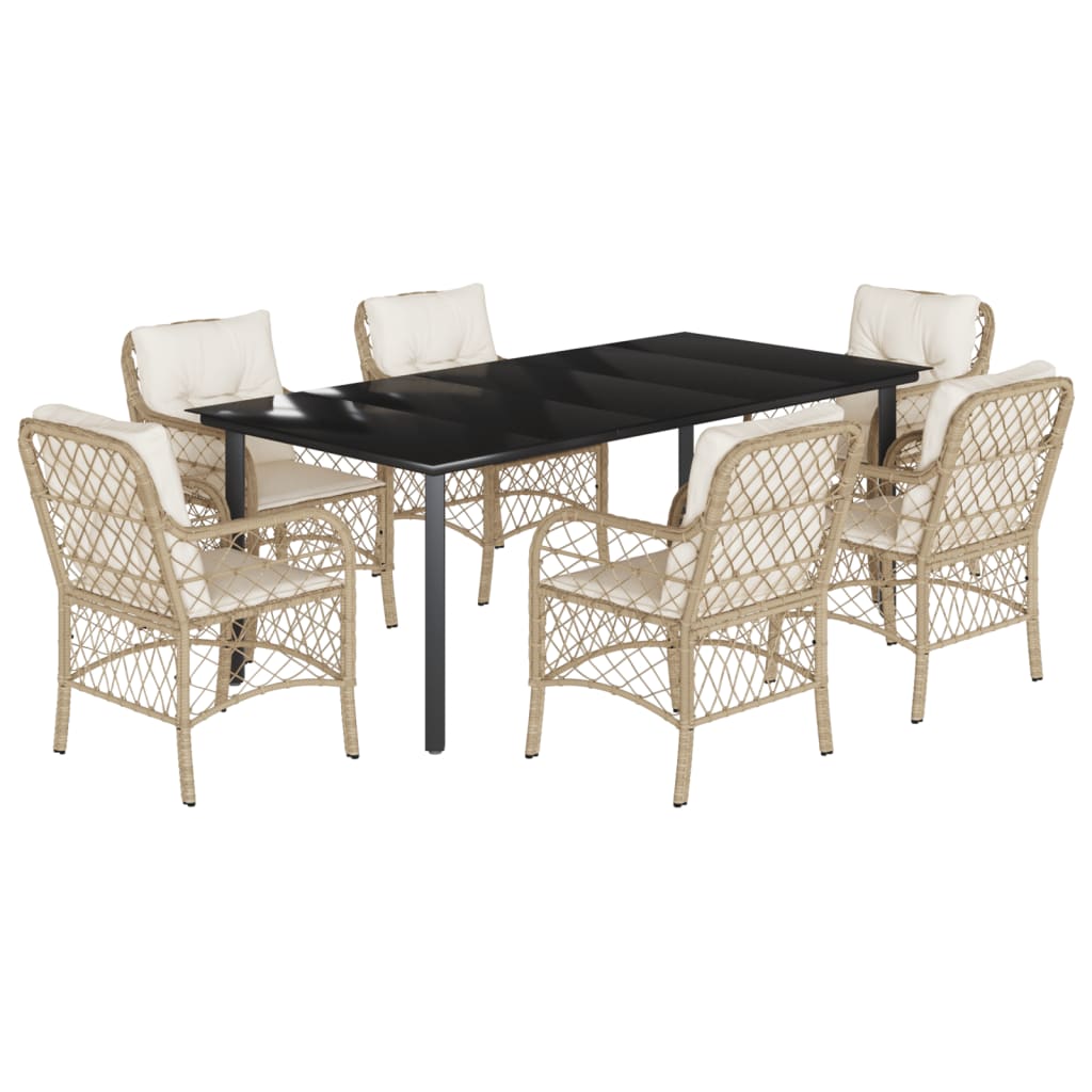 7-delige Tuinset met kussens poly rattan beige is nu te koop bij PeponiXL, paradijselijk wonen!
