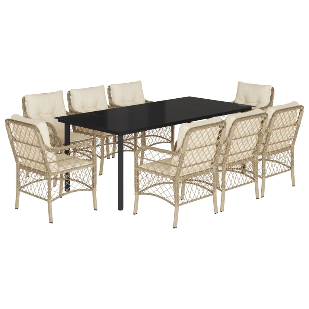 9-delige Tuinset met kussens poly rattan beige is nu te koop bij PeponiXL, paradijselijk wonen!