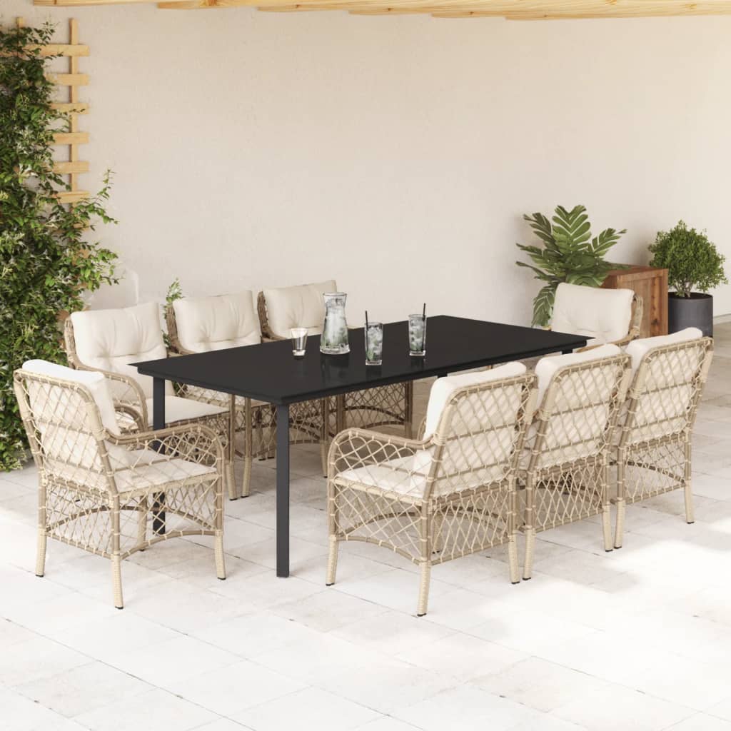 9-delige Tuinset met kussens poly rattan beige is nu te koop bij PeponiXL, paradijselijk wonen!
