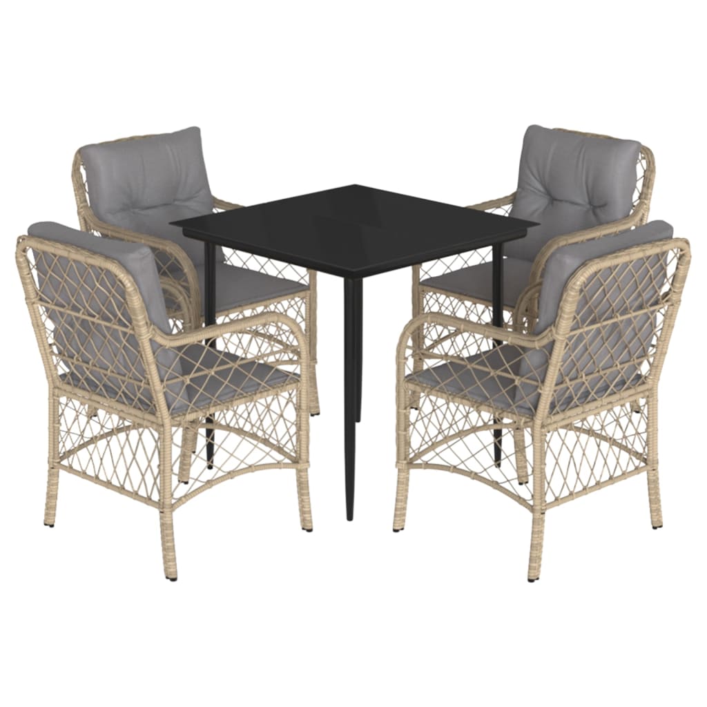 5-delige Tuinset met kussens poly rattan gemengd beige is nu te koop bij PeponiXL, paradijselijk wonen!