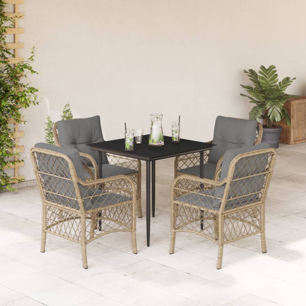 5-delige Tuinset met kussens poly rattan gemengd beige is nu te koop bij PeponiXL, paradijselijk wonen!