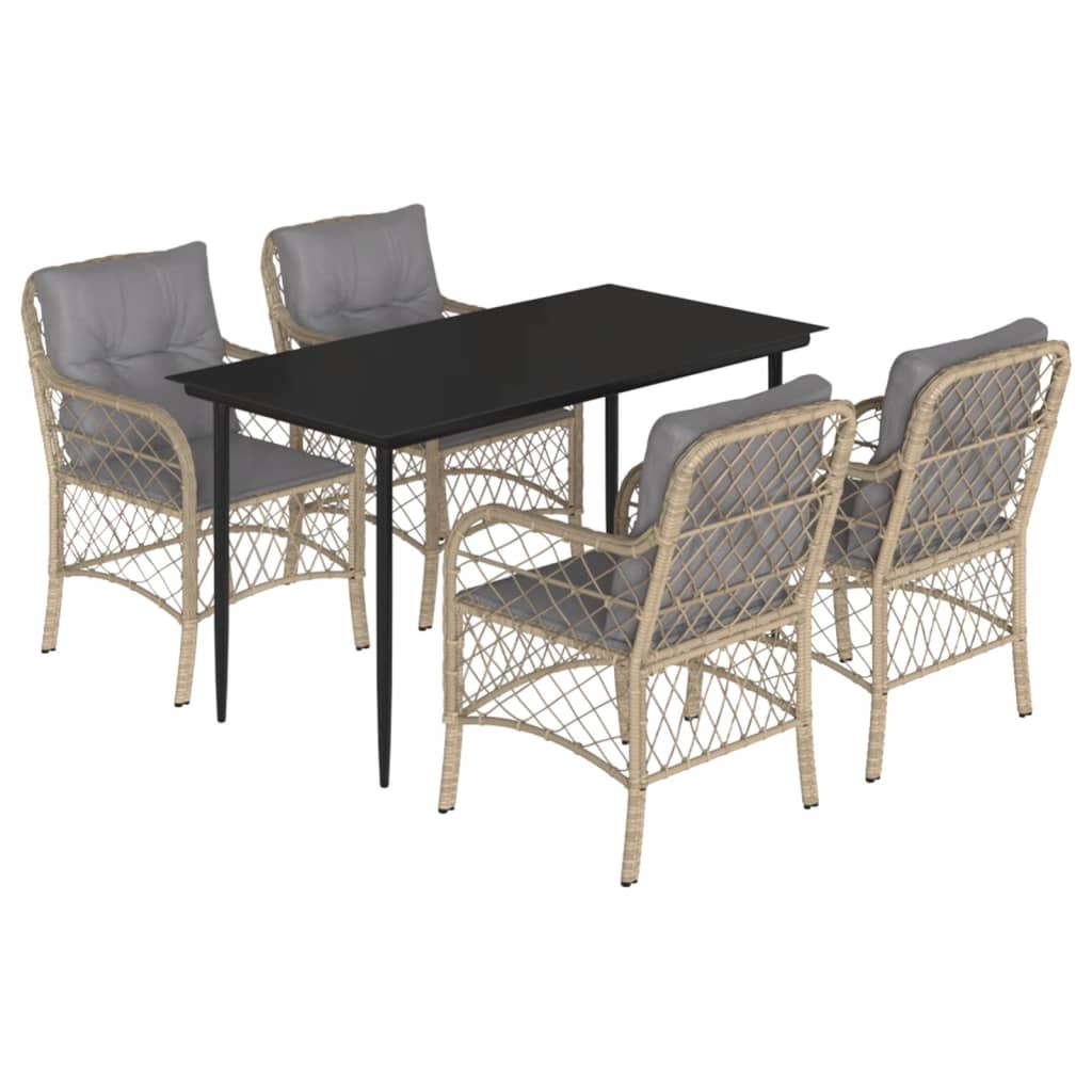 5-delige Tuinset met kussens poly rattan gemengd beige is nu te koop bij PeponiXL, paradijselijk wonen!