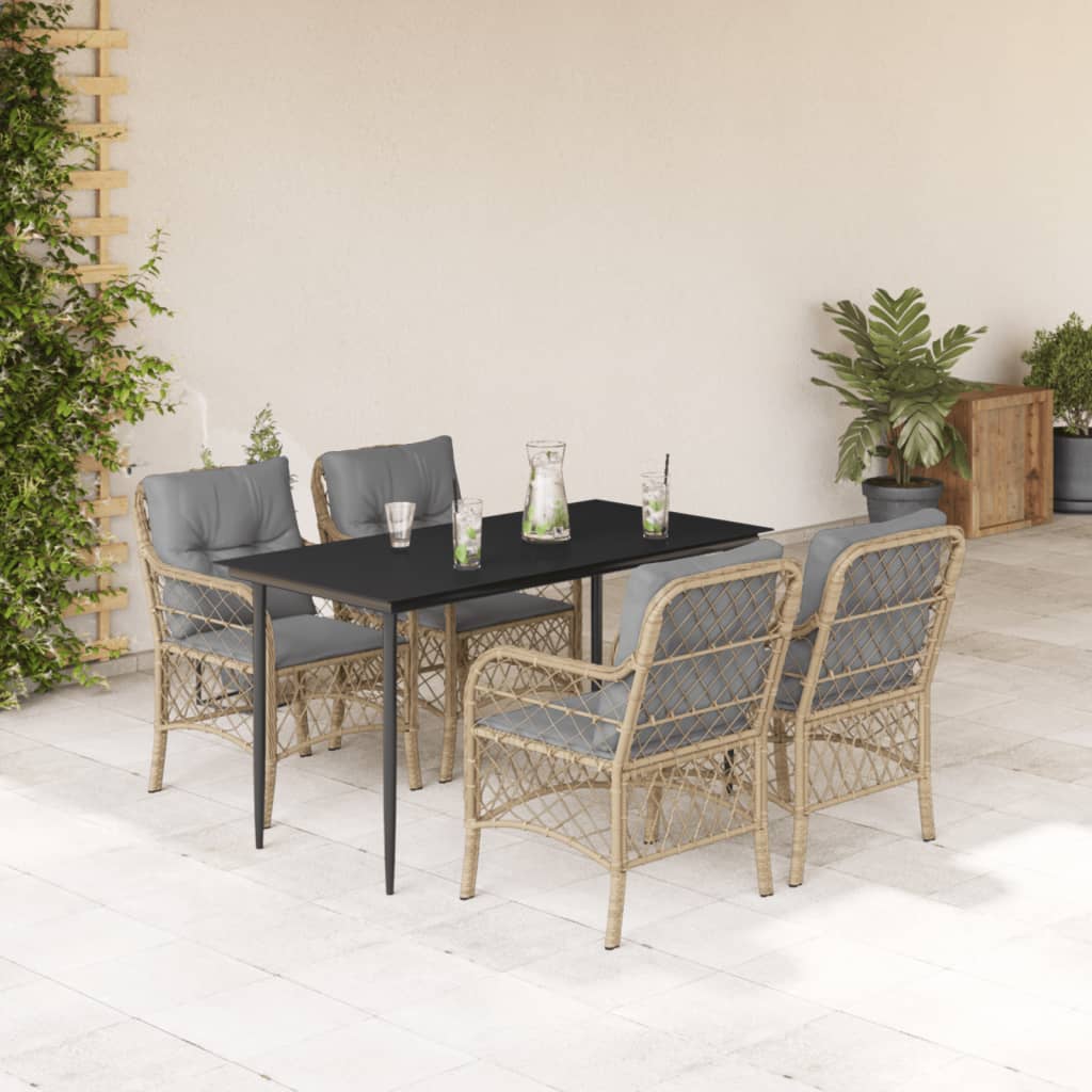 5-delige Tuinset met kussens poly rattan gemengd beige is nu te koop bij PeponiXL, paradijselijk wonen!