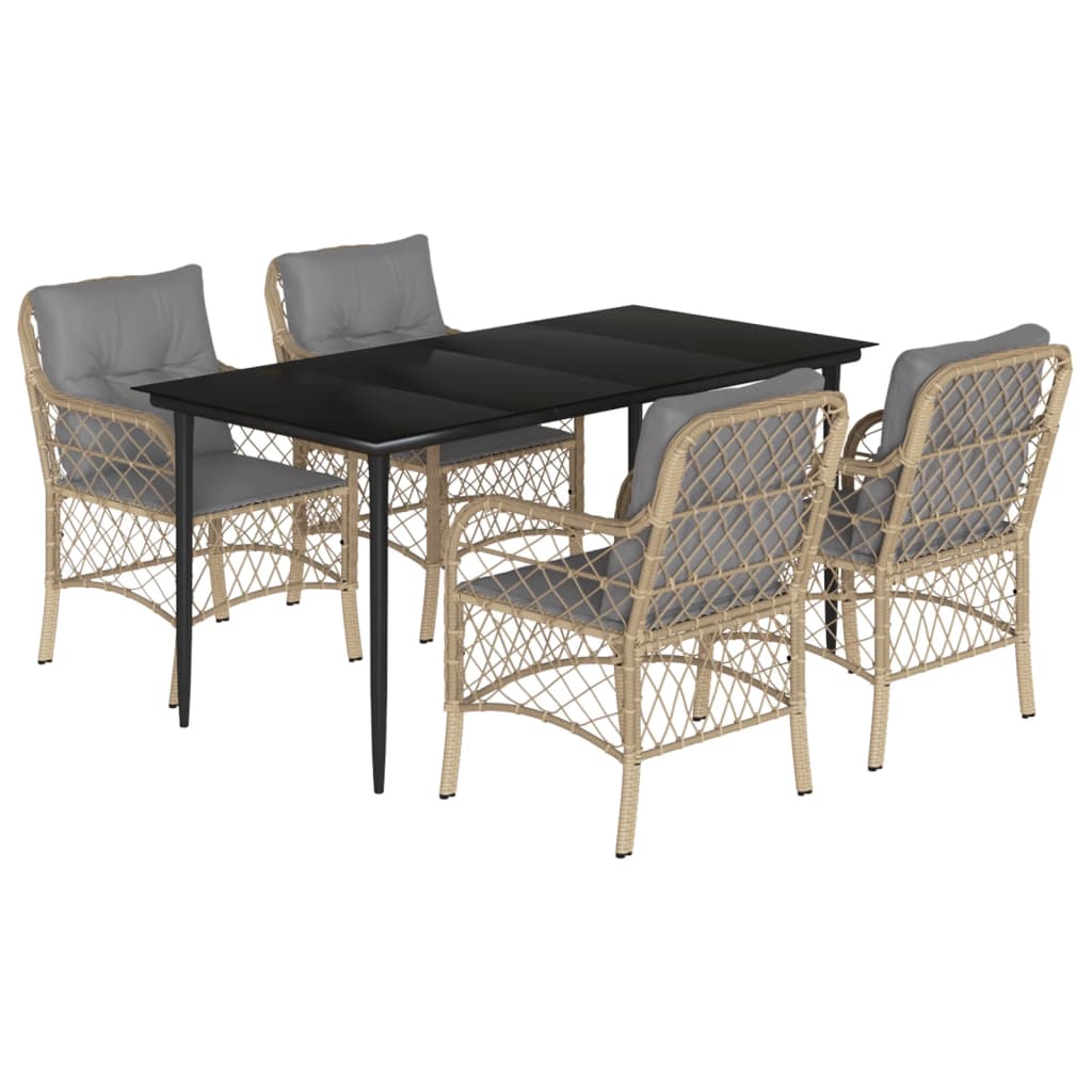 5-delige Tuinset met kussens poly rattan gemengd beige is nu te koop bij PeponiXL, paradijselijk wonen!