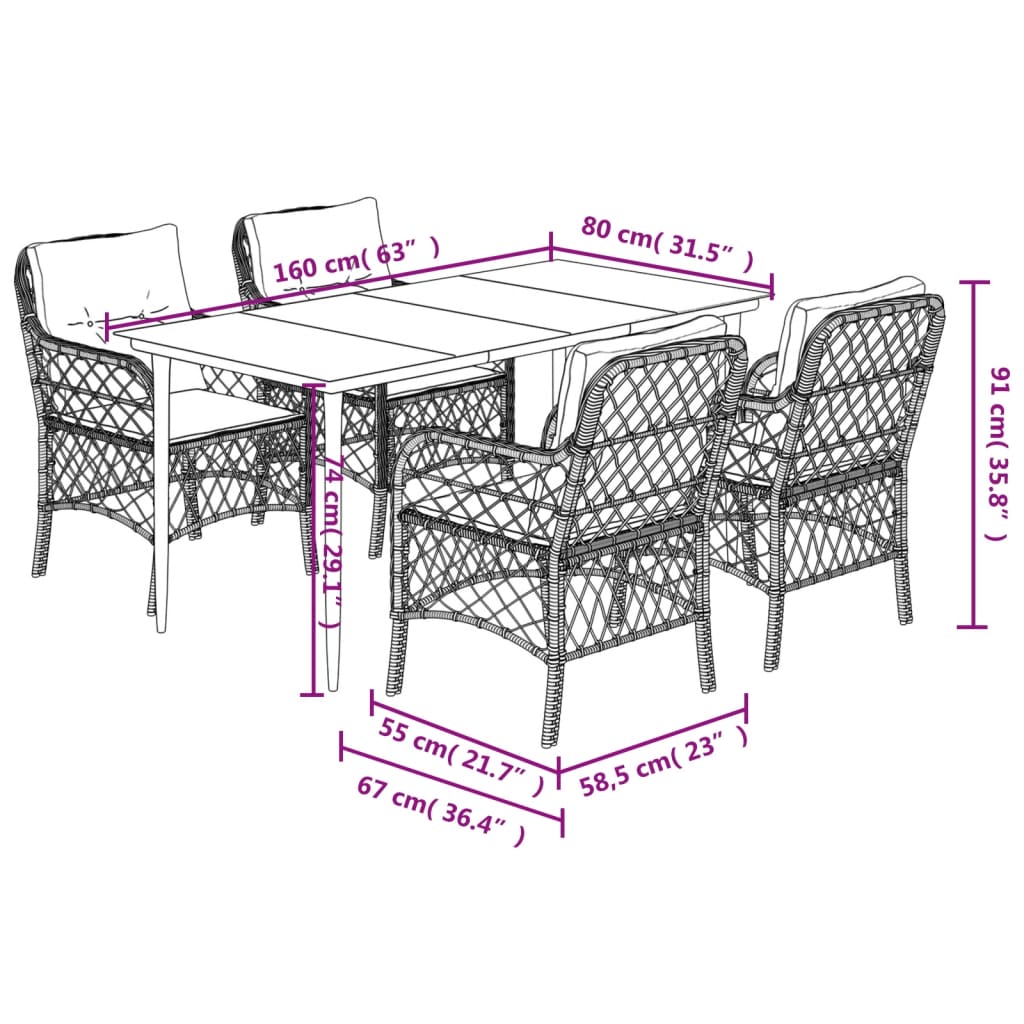 5-delige Tuinset met kussens poly rattan gemengd beige is nu te koop bij PeponiXL, paradijselijk wonen!