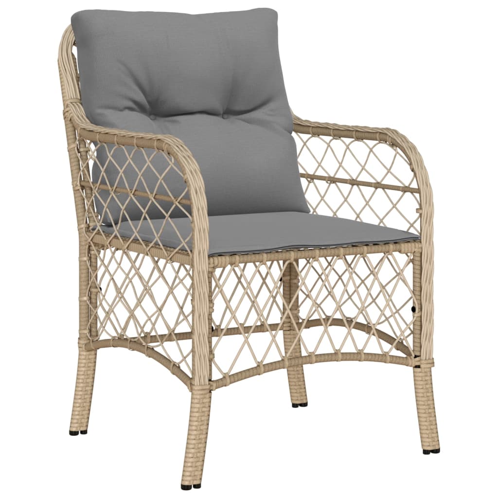 3-delige Bistroset met kussens poly rattan gemengd beige is nu te koop bij PeponiXL, paradijselijk wonen!