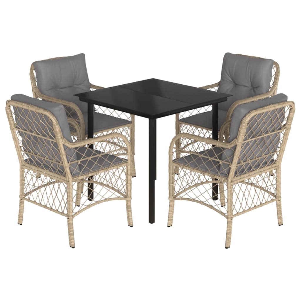 5-delige Tuinset met kussens poly rattan gemengd beige is nu te koop bij PeponiXL, paradijselijk wonen!