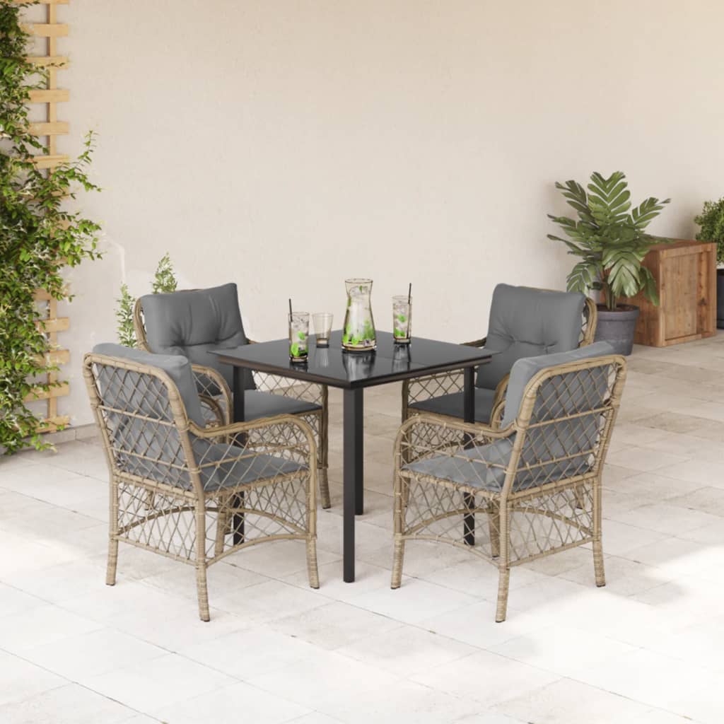 5-delige Tuinset met kussens poly rattan gemengd beige is nu te koop bij PeponiXL, paradijselijk wonen!