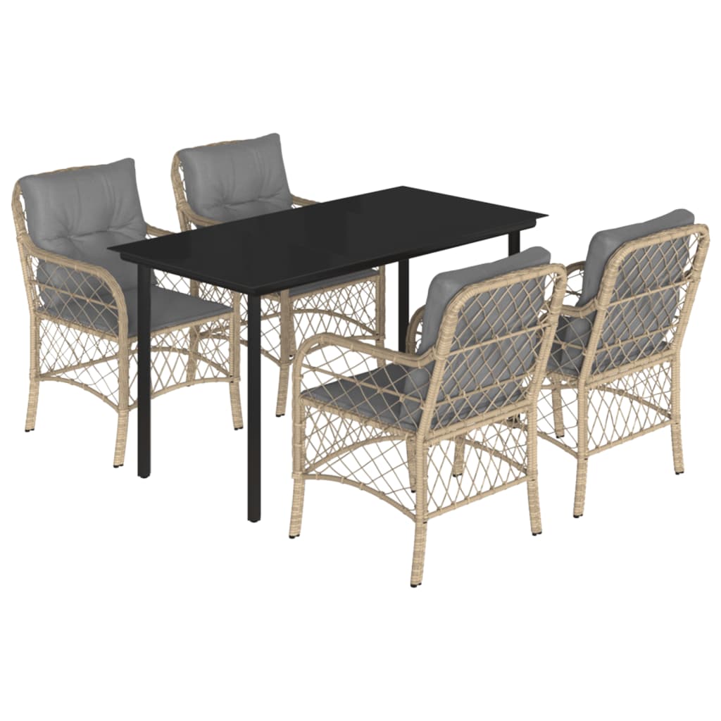 5-delige Tuinset met kussens poly rattan gemengd beige is nu te koop bij PeponiXL, paradijselijk wonen!