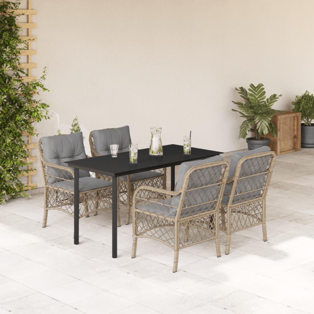 5-delige Tuinset met kussens poly rattan gemengd beige is nu te koop bij PeponiXL, paradijselijk wonen!