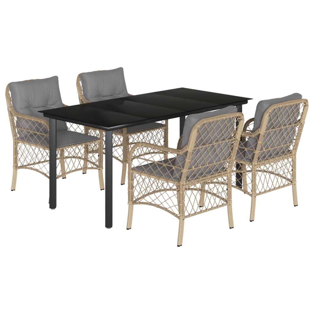 5-delige Tuinset met kussens poly rattan gemengd beige is nu te koop bij PeponiXL, paradijselijk wonen!