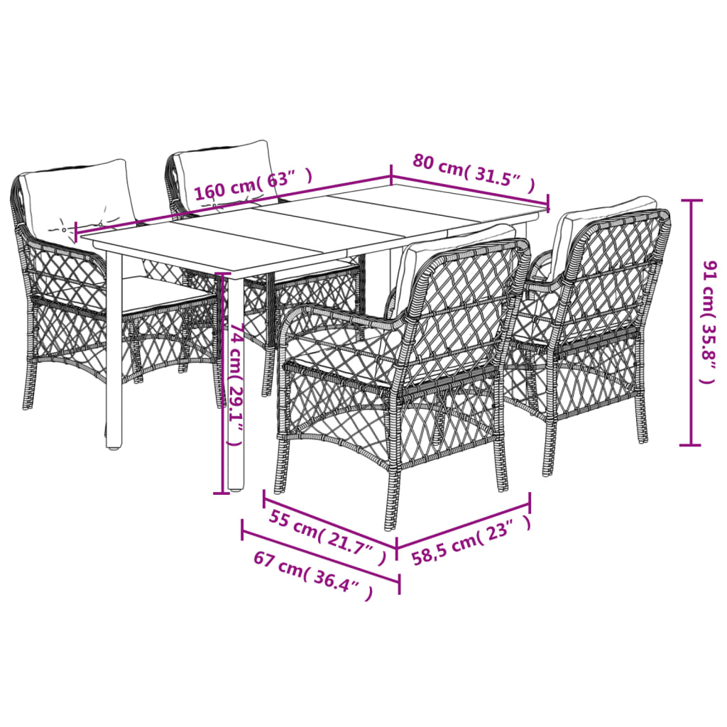 5-delige Tuinset met kussens poly rattan gemengd beige is nu te koop bij PeponiXL, paradijselijk wonen!