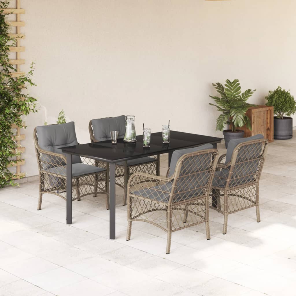 5-delige Tuinset met kussens poly rattan gemengd beige is nu te koop bij PeponiXL, paradijselijk wonen!