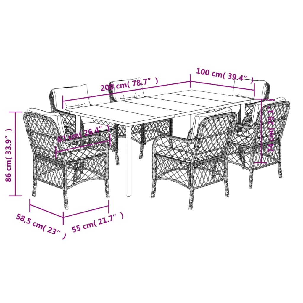7-delige Tuinset met kussens poly rattan gemengd beige is nu te koop bij PeponiXL, paradijselijk wonen!
