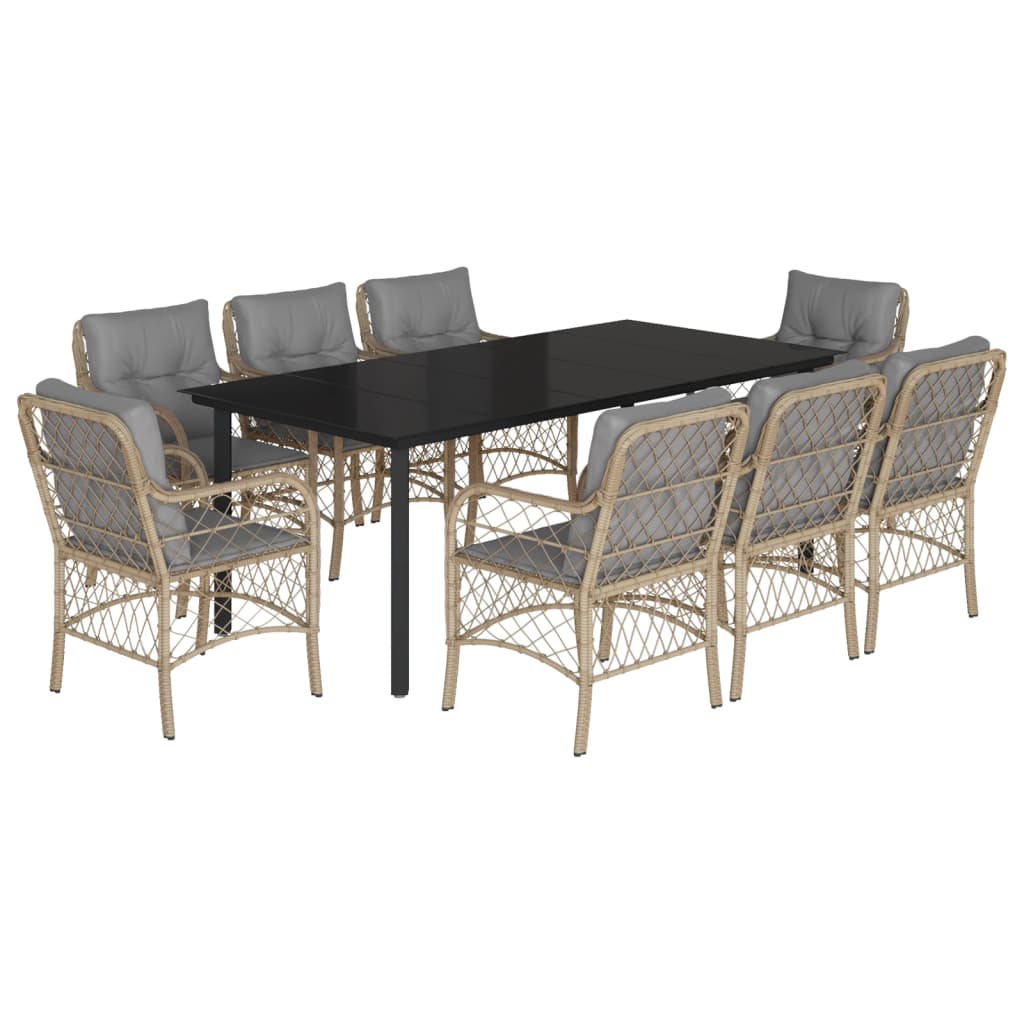 9-delige Tuinset met kussens poly rattan gemengd beige is nu te koop bij PeponiXL, paradijselijk wonen!