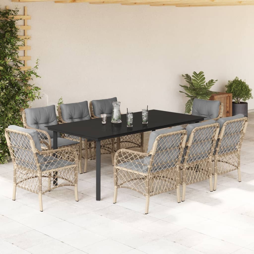 9-delige Tuinset met kussens poly rattan gemengd beige is nu te koop bij PeponiXL, paradijselijk wonen!