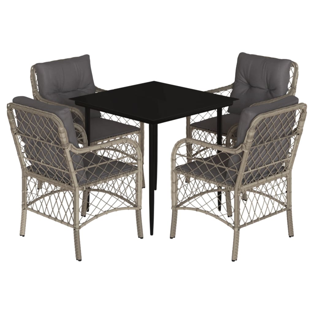 5-delige Tuinset met kussens poly rattan lichtgrijs is nu te koop bij PeponiXL, paradijselijk wonen!