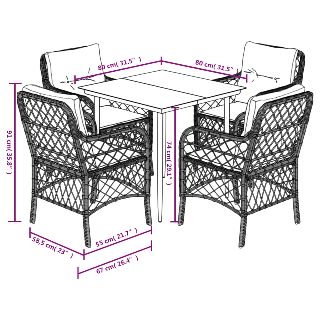 5-delige Tuinset met kussens poly rattan lichtgrijs is nu te koop bij PeponiXL, paradijselijk wonen!