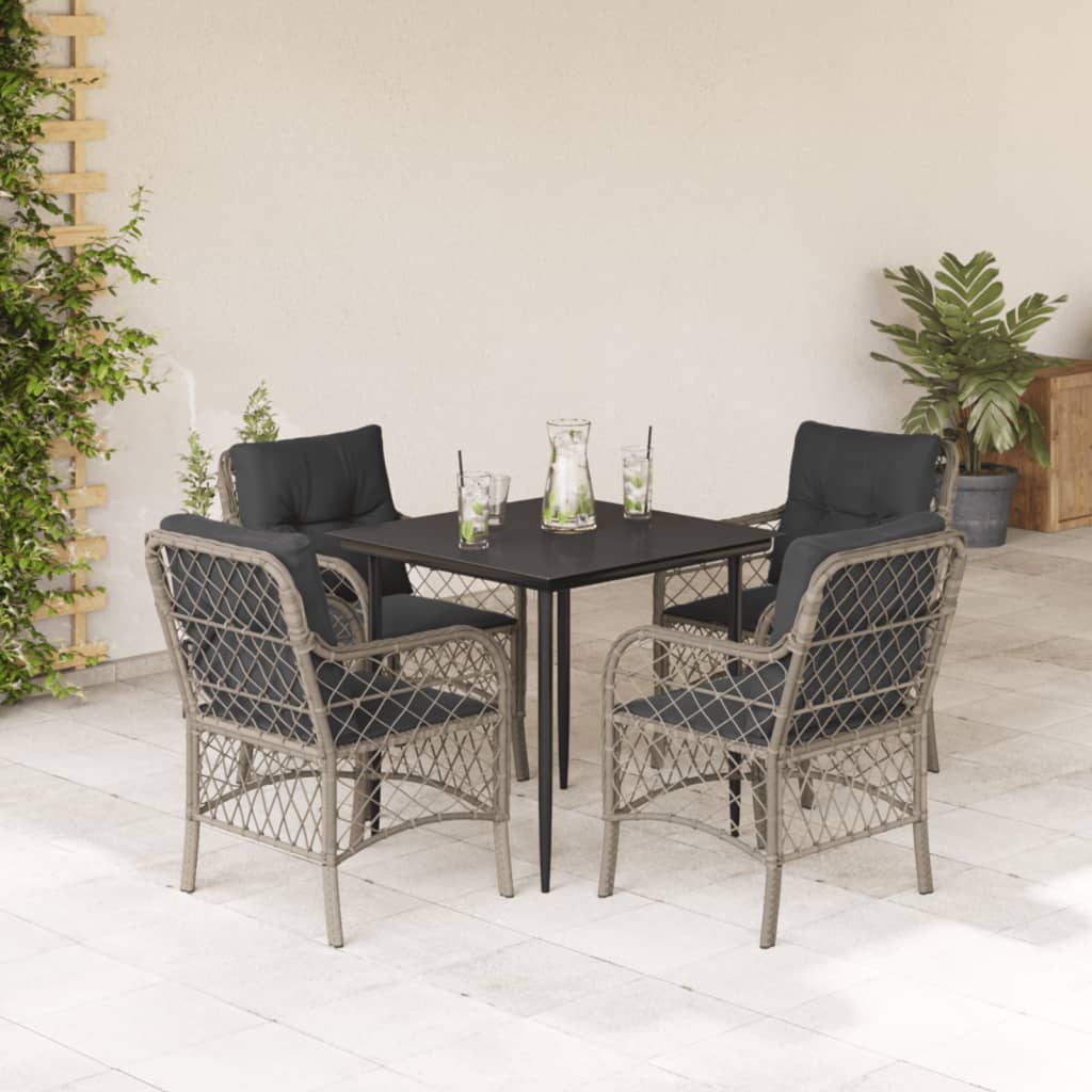 5-delige Tuinset met kussens poly rattan lichtgrijs is nu te koop bij PeponiXL, paradijselijk wonen!