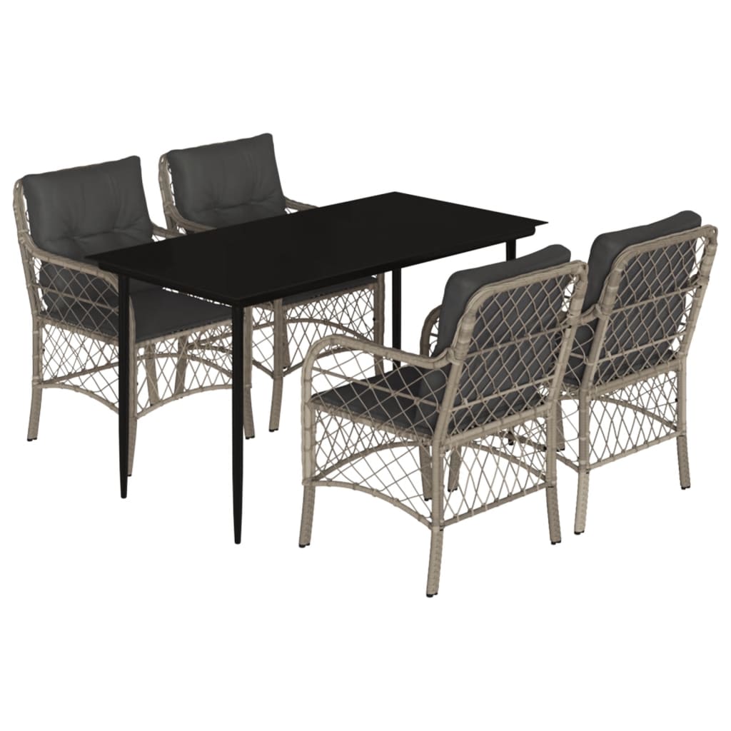 5-delige Tuinset met kussens poly rattan lichtgrijs is nu te koop bij PeponiXL, paradijselijk wonen!