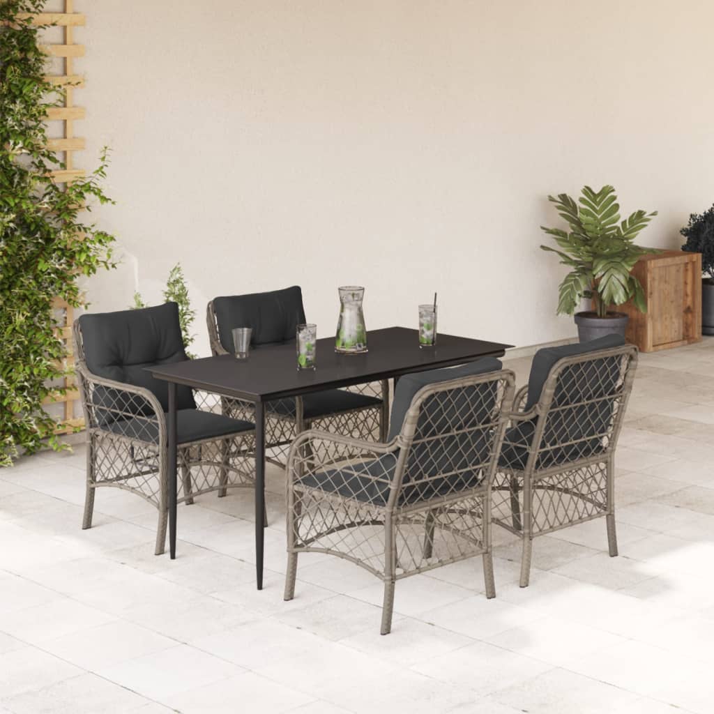 5-delige Tuinset met kussens poly rattan lichtgrijs is nu te koop bij PeponiXL, paradijselijk wonen!