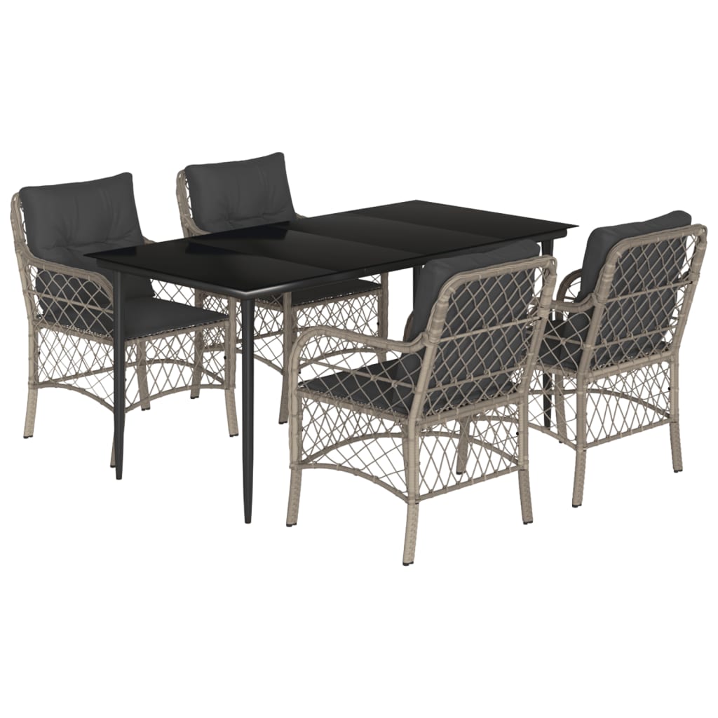 5-delige Tuinset met kussens poly rattan lichtgrijs is nu te koop bij PeponiXL, paradijselijk wonen!